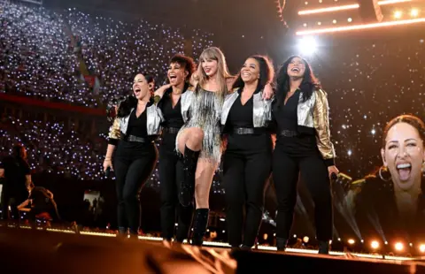 Getty Images Taylor Swift at Cardiff's Principality Stadium