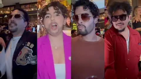 Four contestants dressed up like rapper Bad Bunny