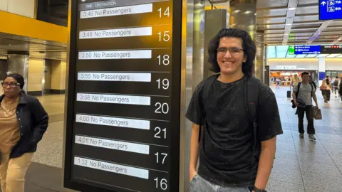 Brooklyn resident Mekan Esenov at Penn Station