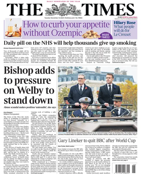  "Bishop adds to pressure on Welby to stand down". 