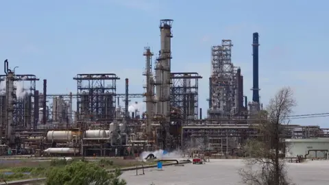 James Cooke/BBC Chevron's oil refinery in Pascagoula, Mississippi