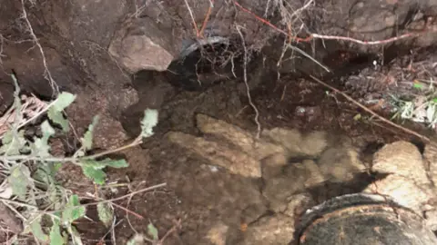 South West Water A broken water main pipe after a tree fell on it.