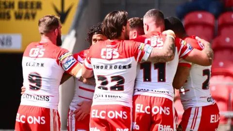 St Helens celebrate against Huddersfield Giants