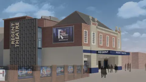 KLH Architects An artist impression of how the Ipswich Regent Theatre will look, with new signage and a new canopy