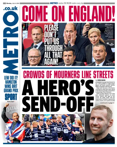 Front page of the Metro