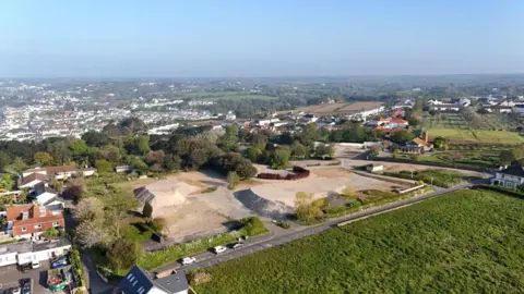 A drone shot of a building site in Jersey
