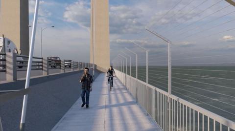 An artist's impression of two people using a the ridge walkway