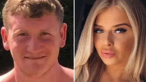 A composite picture of Ryan Duffy and Ellie Marsden. They are both in their 20s, he is smiling and has short light brown hair, she has long blonde hair and blue eyes and looks more thoughtful.