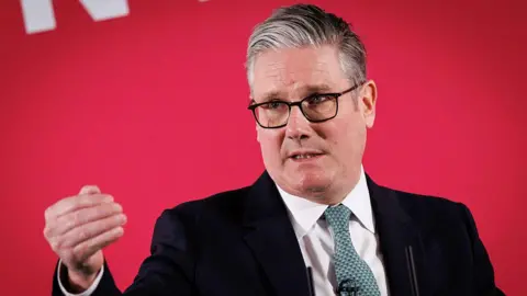 Getty Images Keir Starmer delivers a speech in London on 1 December 2025.