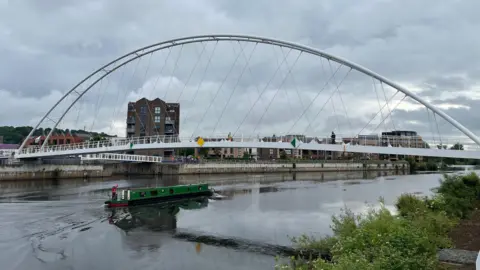 The 87m (278ft) Waterside Bridge over the River Trent in Nottinghamshire.