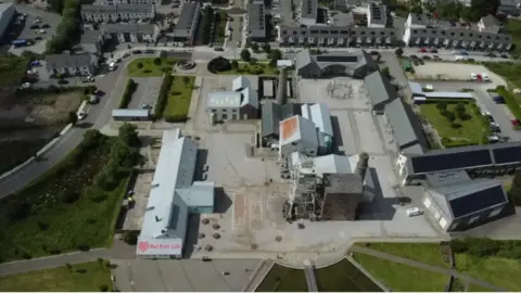 Ariel picture of Heartlands near Redruth. There is an old mine engine housing, a conference centre, shops and cafes.