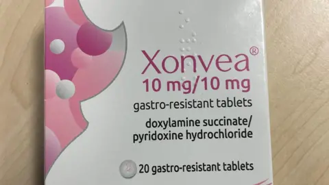 A packet of Doxylamine Succinate/Pyridoxine Hydrochloride, which goes by the brand name of Xonvea in the UK