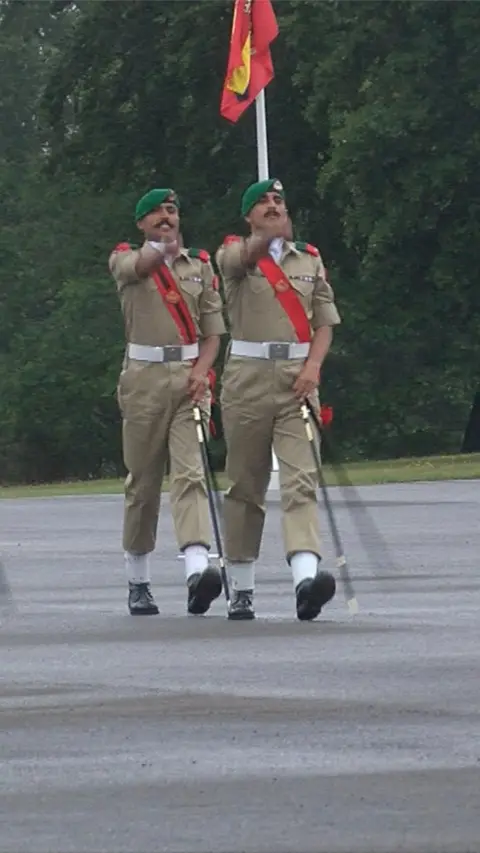 A team from Pakistan compete in the British Army's All Arms International Pace Sticking Competition at the Royal Military Academy Sandhurst.