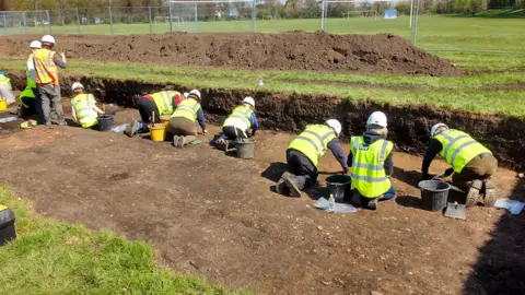 Supplied Archaeologists digging at a site in Darley Playing Fields.