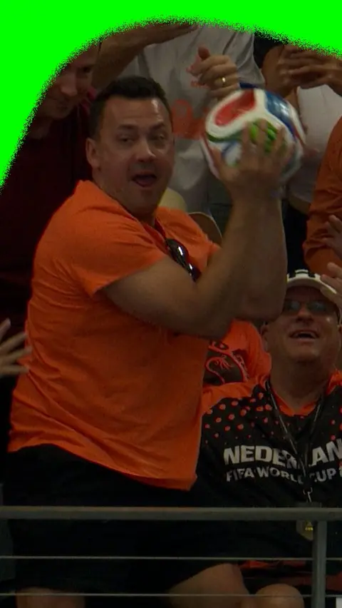 Dutch fan catches the ball during Netherland Group F match against Japan in the 2026 World Cup.
