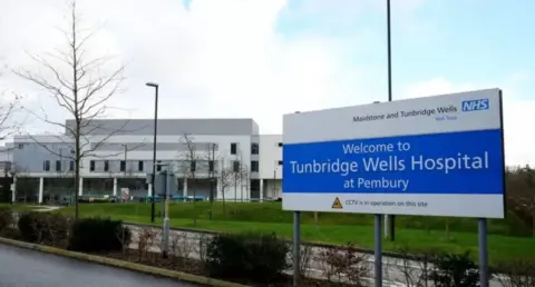 PA Media The Pembury Hospital sign in Tunbridge Wells, Kent