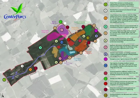 Center Parcs A document showing the possible layout of a first Scottish Center Parcs in the Borders