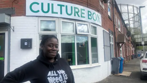 Nina Grandberry outside her business the Culture Box cafe