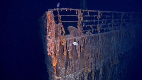Bow of sunken Titanic