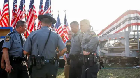 Getty Images Police in Butler after the shooting