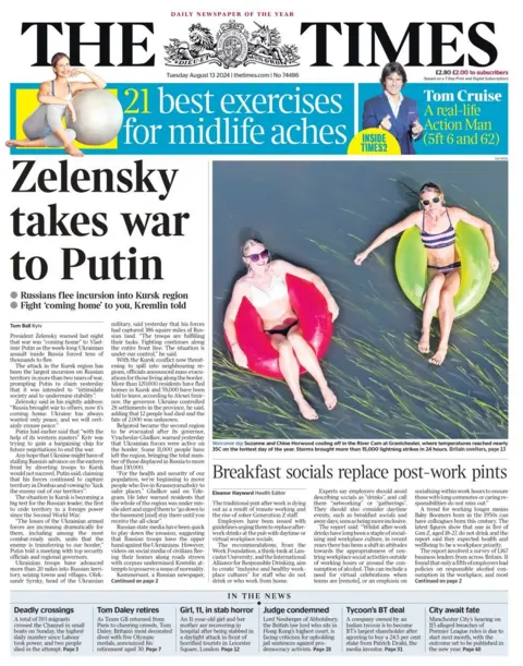 The Times headline read: Zelensky Waging War on Putin