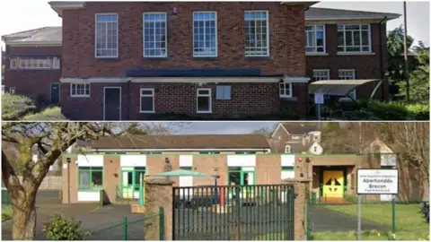 Google Powys Pupil Referral Unit facades at Brecon and Newtown