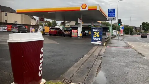 BBC The petrol station on Stenhouse Road