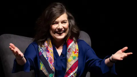 Swansea University Anne Boden on stage at Swansea University