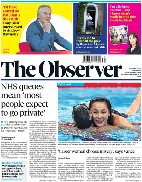 Front page of the Observer