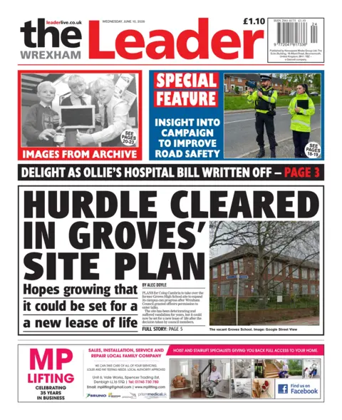 The Wrexham Leader Front page of The Wrexham Leader. Main headline reads: Hurdle cleared in groves' site plan.