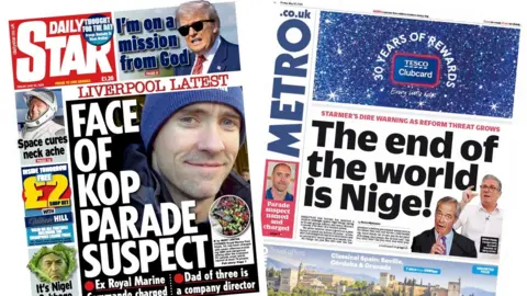 A composite image of the front pages of the Daily Star and the Metro on 30 May 2025