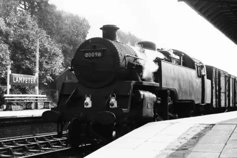 Vernon Parry North-bound goods train at Lampeter in 1964