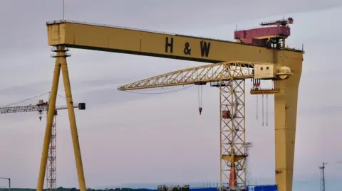 BBC The iconic yellow cranes of the Belfast shipyard 