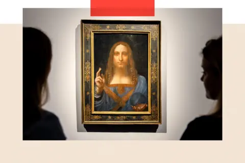 Getty Images Salvator Mundi by Italian artist Leonardo da Vinci at Christie's auction house in London