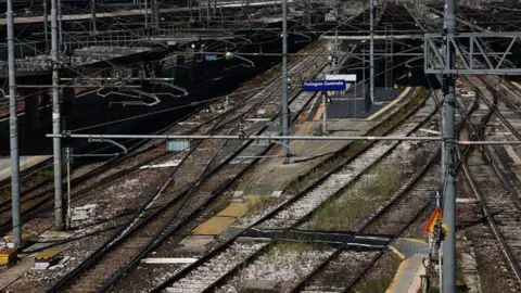 NurPhoto via Getty Images A view of train tracks at Bologna Centrale station