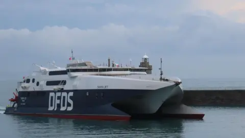 DFDS boat sailing on smooth seas 