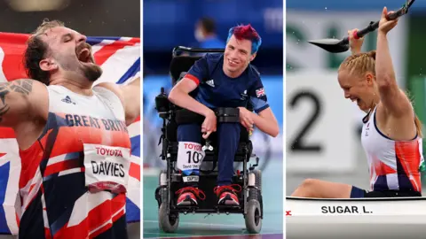 Welsh Paralympic champions Aled Sion Davies, David Smith and Laura Sugar