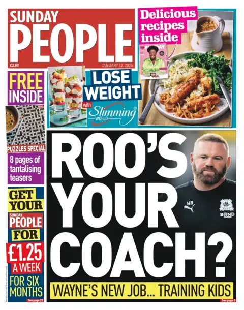 Judul utama di Sunday People berbunyi: Roo pelatihmu?