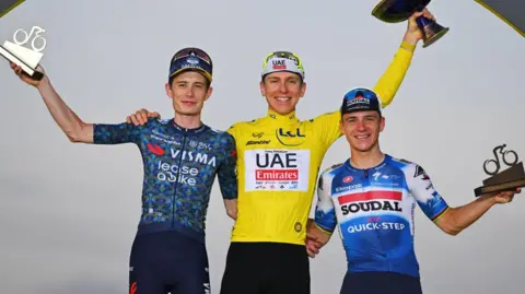 Jonas Vingegaard, Tadej Pogacar and Remco Evenepoel