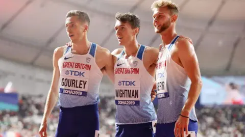 Neil Gourley, Jake Wightman and Josh Kerr at the 2019 World Championships