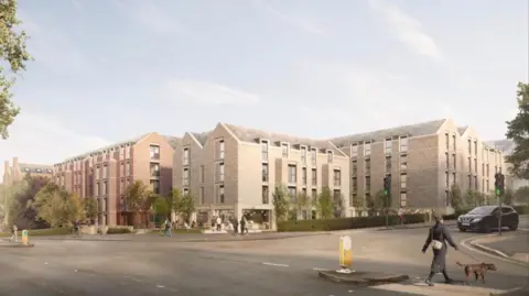 Exeter City Council A computer generated image of how the development is expected to look from the corner of Gladstone Road and Heavitree Road showing buildings of between four and six storeys.