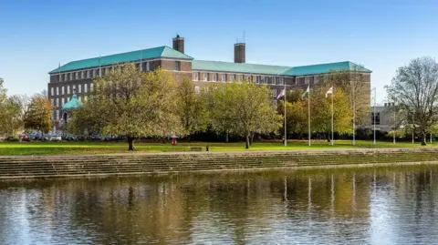 Nottinghamshire County Council Exterior shot of Nottinghamshire's County Hall on the banks of the River Trent