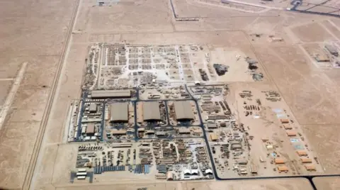 An aerial shot of the Al Udeid Air Base in 2004