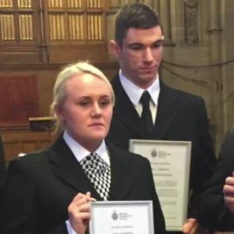 PC Bullough and PCSO Renshaw receiving bravery commendations