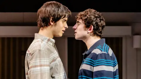 Danny With A Camera George Usher and Paddy Stafford face-to-face in an argument as Liam and Noel Gallagher in a scene from The Battle