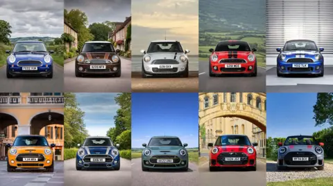 BMW Group Eight different MINI's in varying models make up a collage of the vehicles in different locations.