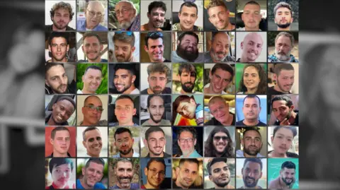 BBC A montage with images of the 48 hostages being held in Gaza