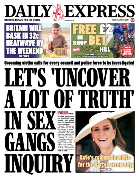 The headline on the front page of the Daily Express reads: 