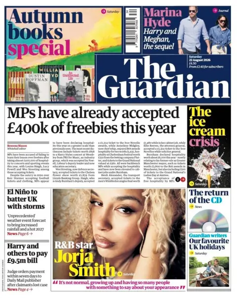"MPs have already accepted £400k of freebies this year" reads the headline on the front page of the Guardian.