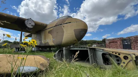 BBC A huge Blackburn Beverley aircraft, which is painted in camouflage.